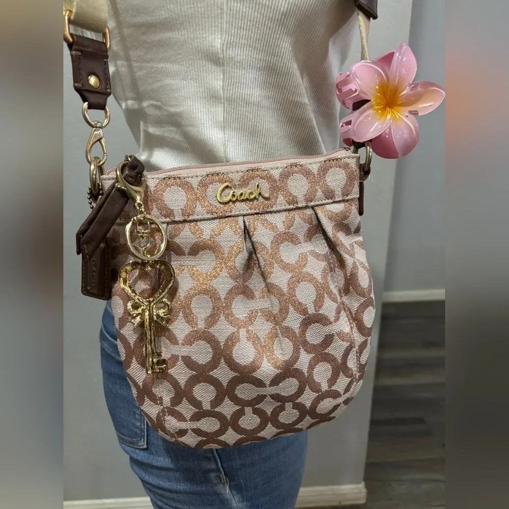 Coach Designer Pink Gold Parker Crossbody Bag Purse
